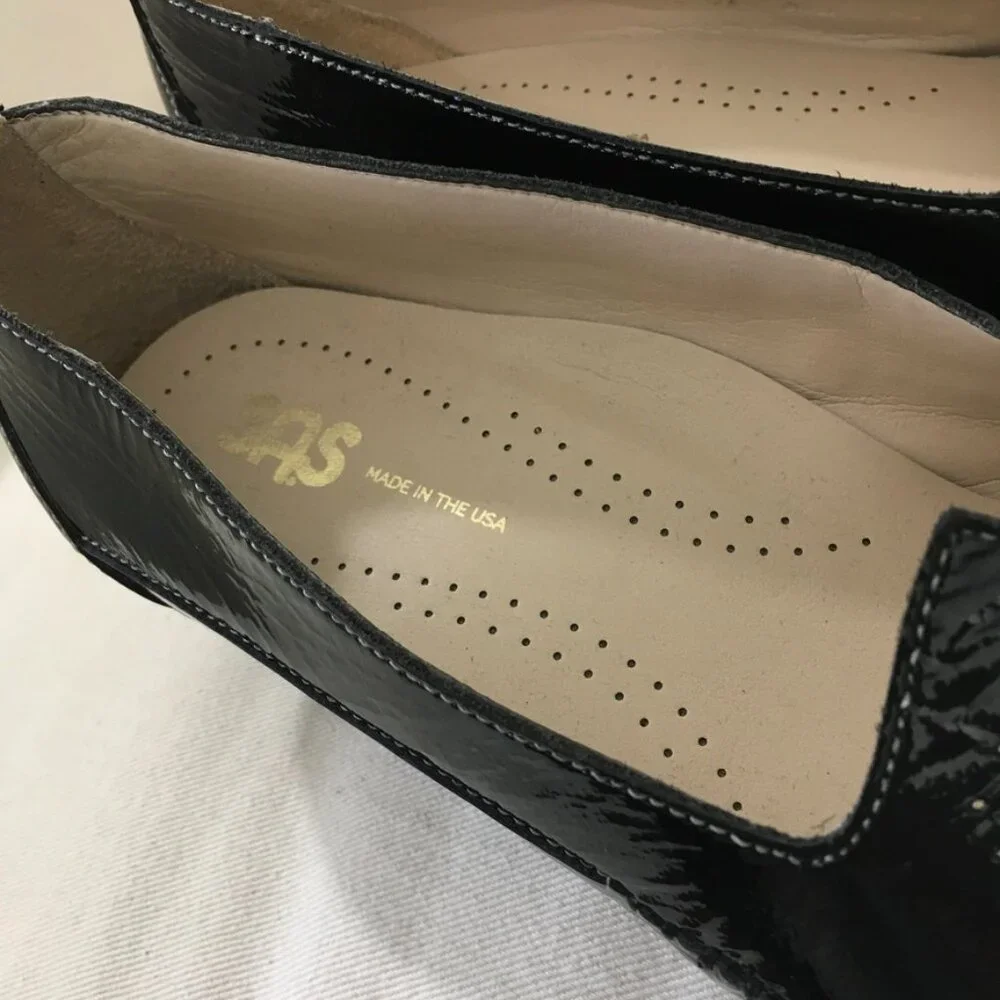 SAS Sonyo Slip-on Black Patent Leather Heeled Loafer